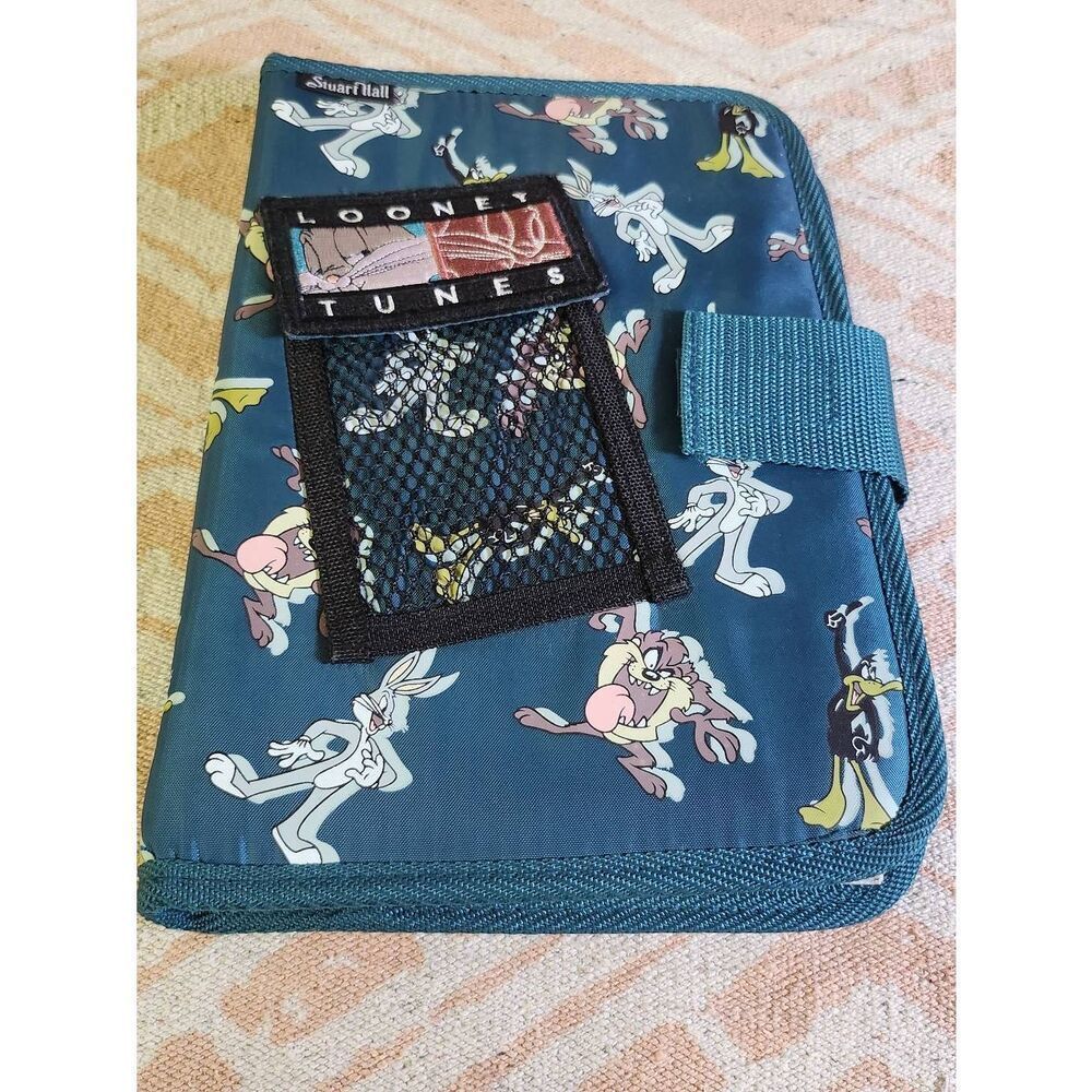 Vtg Looney Tunes 3 Ring Binder Green Bugs Bunny Taz Daffy 1998 #A53
